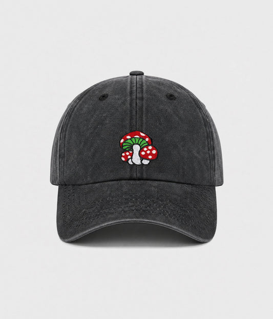 Mushroom Men's Embroidered Washed Cotton Baseball Cap – view 1