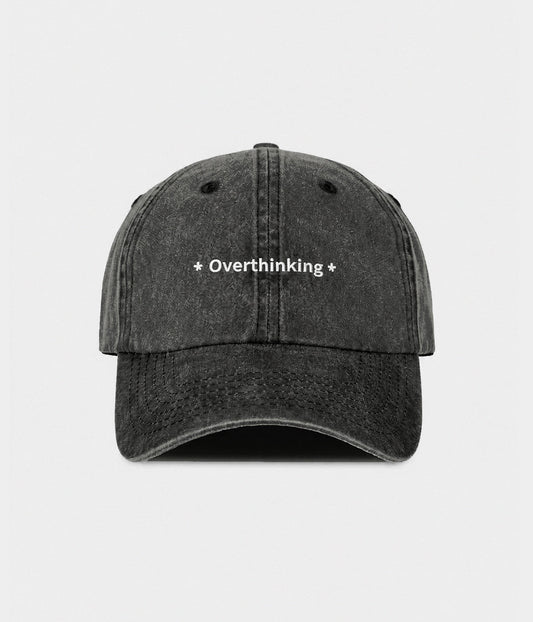 Overthinking Men's Embroidered Washed Cotton Baseball Cap – view 1