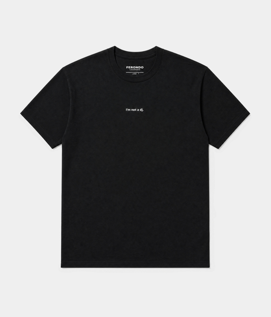 Not a DJ Men's Embroidered T-Shirt – 100% Cotton, Small Slogan Lettering, Regular True-to-Size Fit