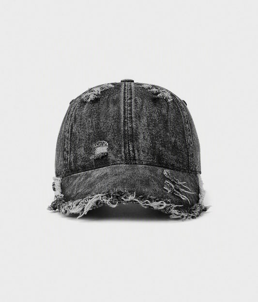 Shredded Denim Men's Acid-Wash Distressed Baseball Cap – view 1