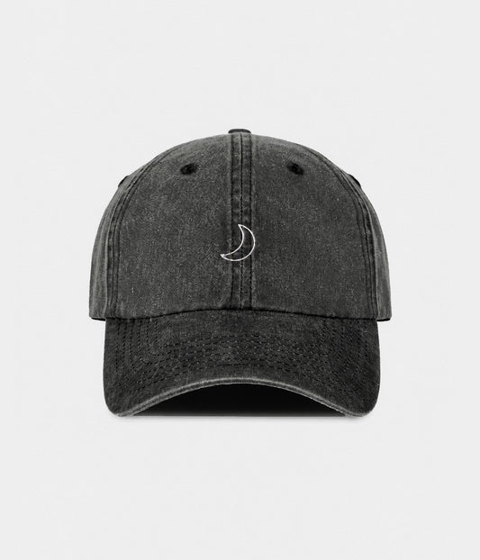 Moon Men's Embroidered Washed Cotton Baseball Cap in Black – view 1