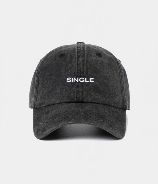 Single Men's Embroidered Washed Cotton Baseball Cap in Black – view 1