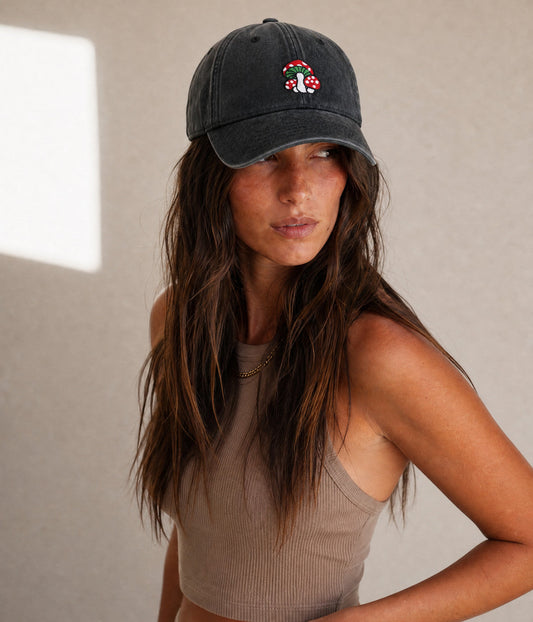 Mushroom Men's Embroidered Washed Cotton Baseball Cap – view 2