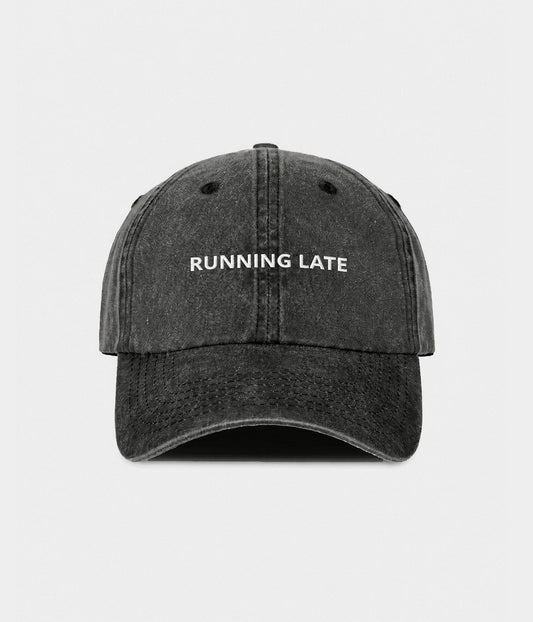Running Late Men's Embroidered Washed Cotton Baseball Cap – view 1