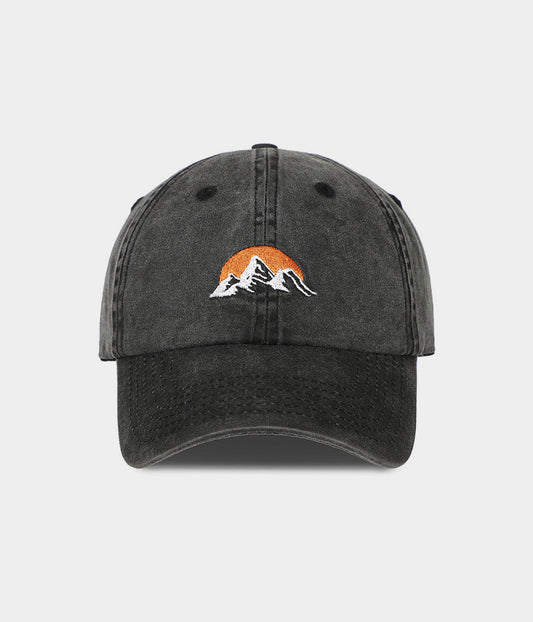 Sunrise Men's Embroidered Washed Cotton Baseball Cap in Black – view 1