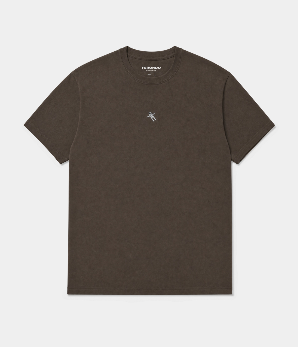 Astro Men's Embroidered T-Shirt – 100% Cotton, Small Astronaut Motif, Regular True-to-Size Fit
