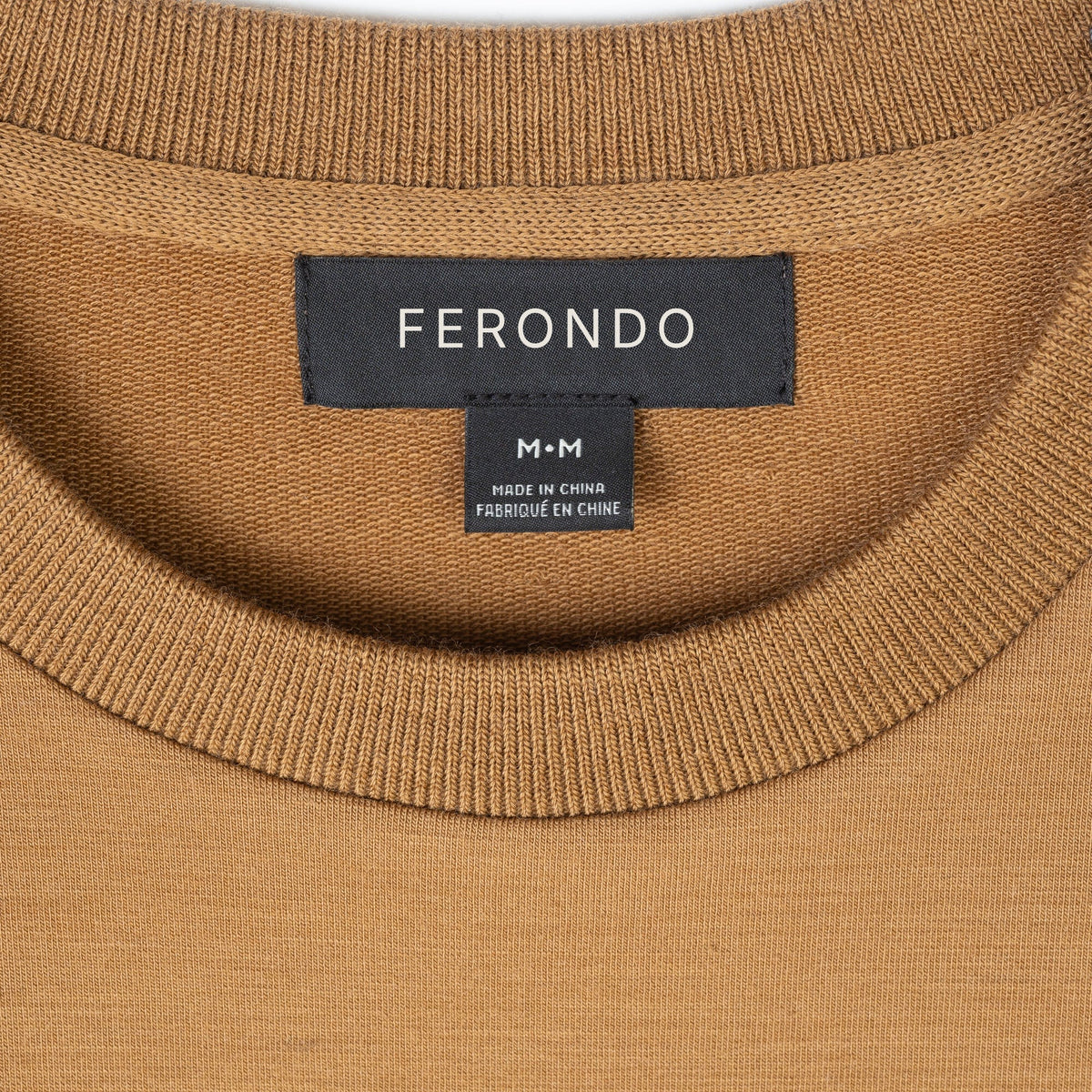 FERONDO merino crewneck sweatshirt neck label