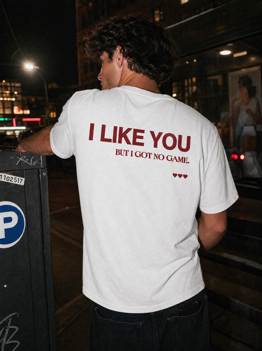 Men's Organic Cotton Slogan T-Shirt – I Like You Message, Soft Pure Organic Cotton, Standard Fit | Five Colours