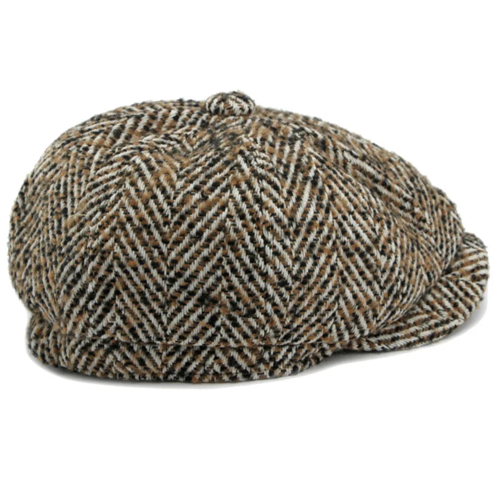 Manhattan Men's Herringbone Cotton Newsboy Cap – view 6