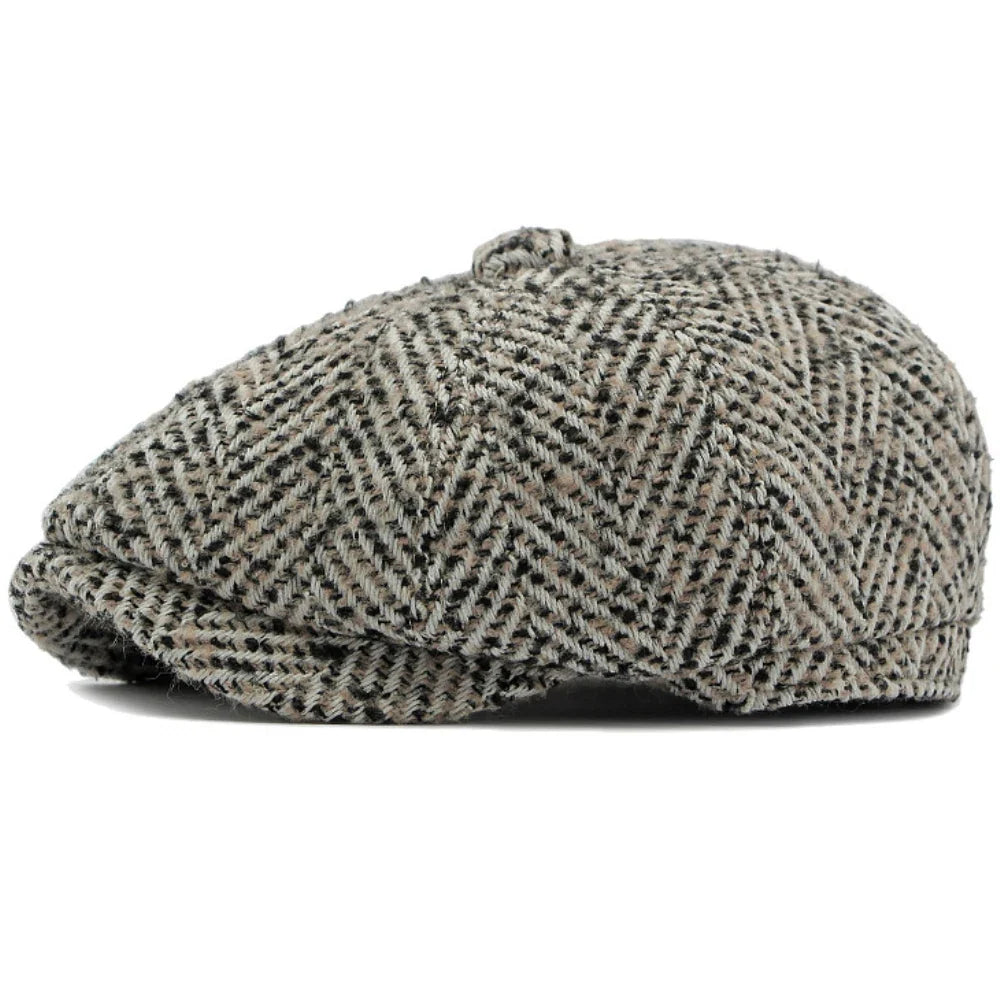 Manhattan Men's Herringbone Cotton Newsboy Cap – view 4