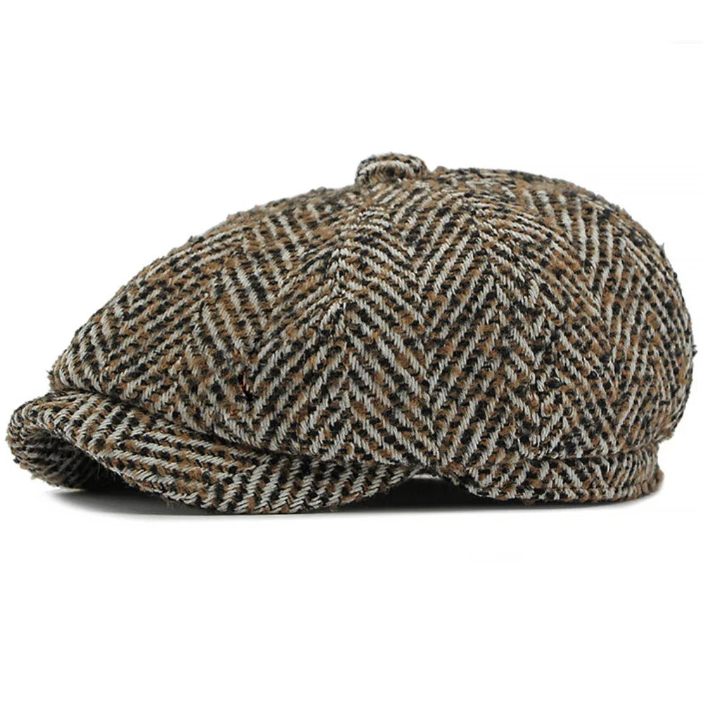 Manhattan Men's Herringbone Cotton Newsboy Cap – view 2