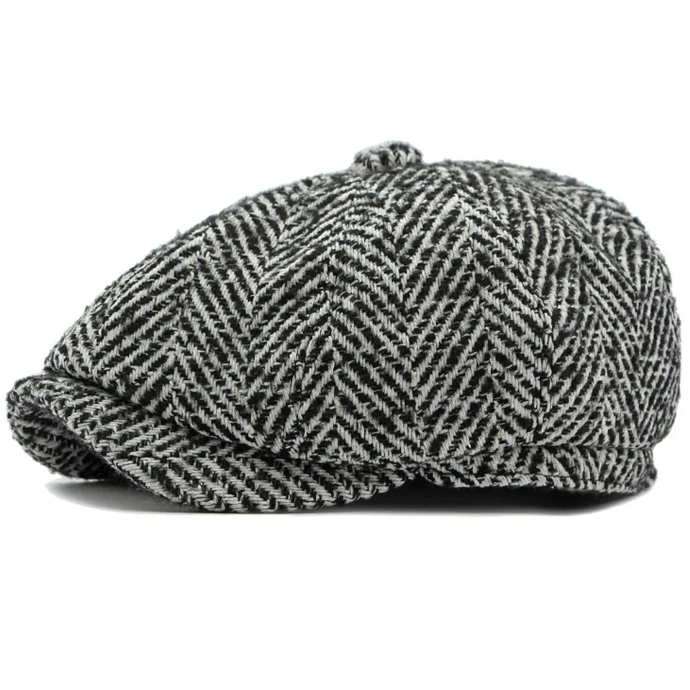Manhattan Men's Herringbone Cotton Newsboy Cap – view 3