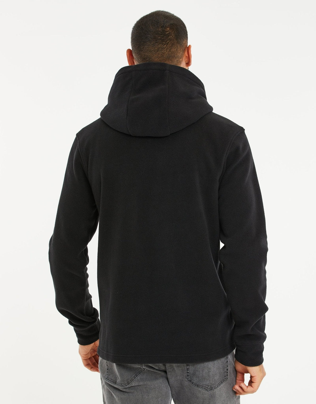 Men's Microfleece Overhead Hoodie in Black – view 2