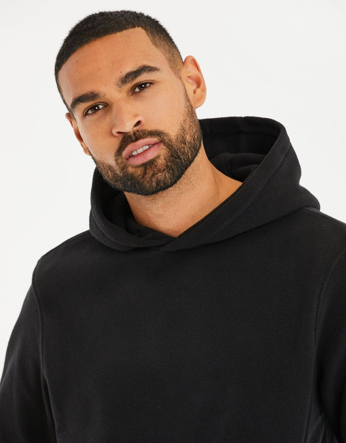 Men's Microfleece Overhead Hoodie in Black – view 4