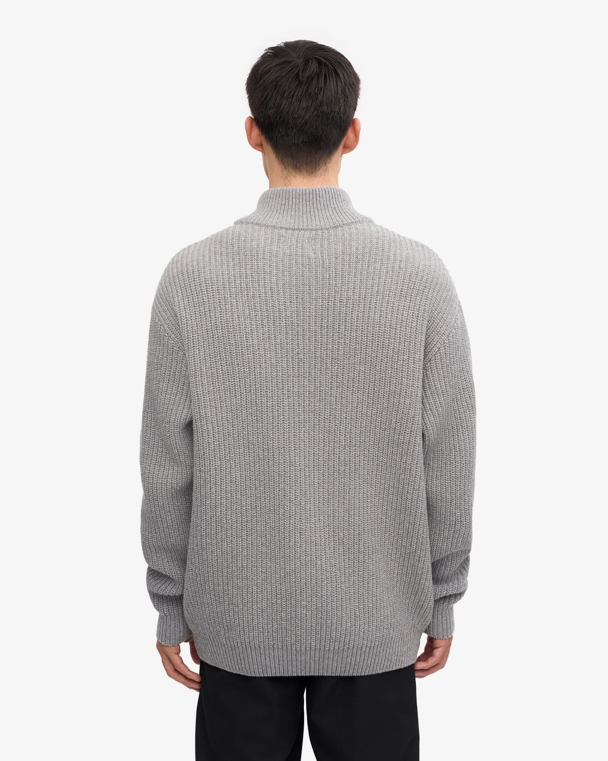 Men's Recycled Merino Wool Quarter Zip Jumper in Heather Grey – view 4