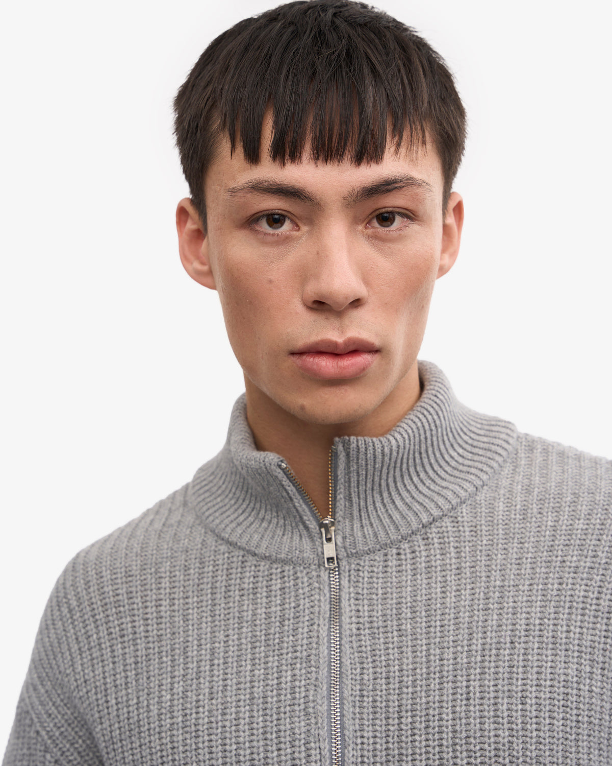 Men's Recycled Merino Wool Quarter Zip Jumper in Heather Grey – view 7