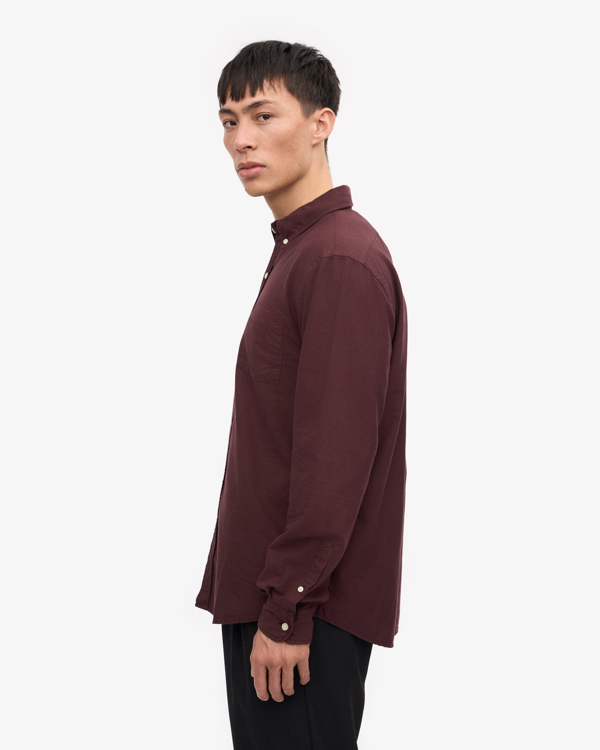 Men's Organic Cotton Oxford Shirt in Oxblood Red – view 3