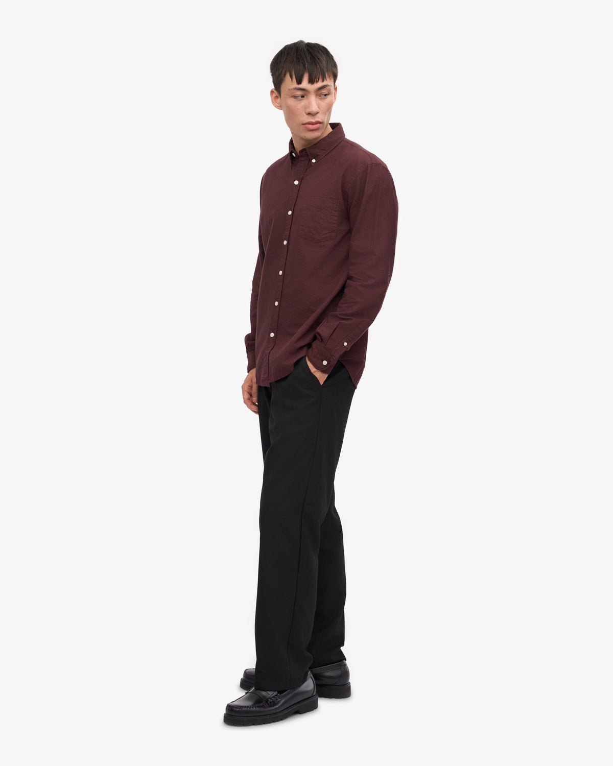 Men's Organic Cotton Oxford Shirt in Oxblood Red – view 5