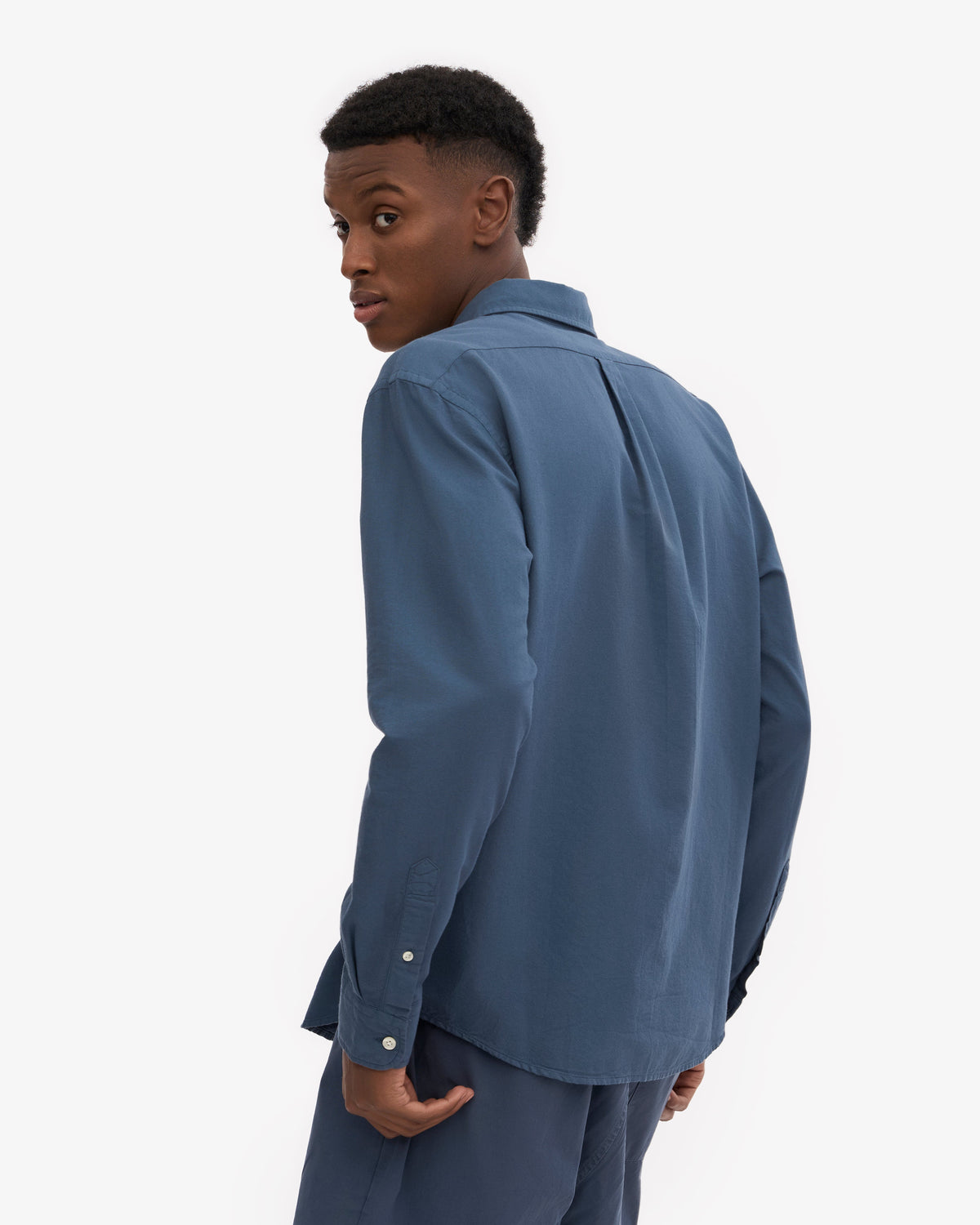 Men's Organic Cotton Oxford Shirt – Button-Down Collar, Slim Fit with Chest Pocket | Petrol Blue