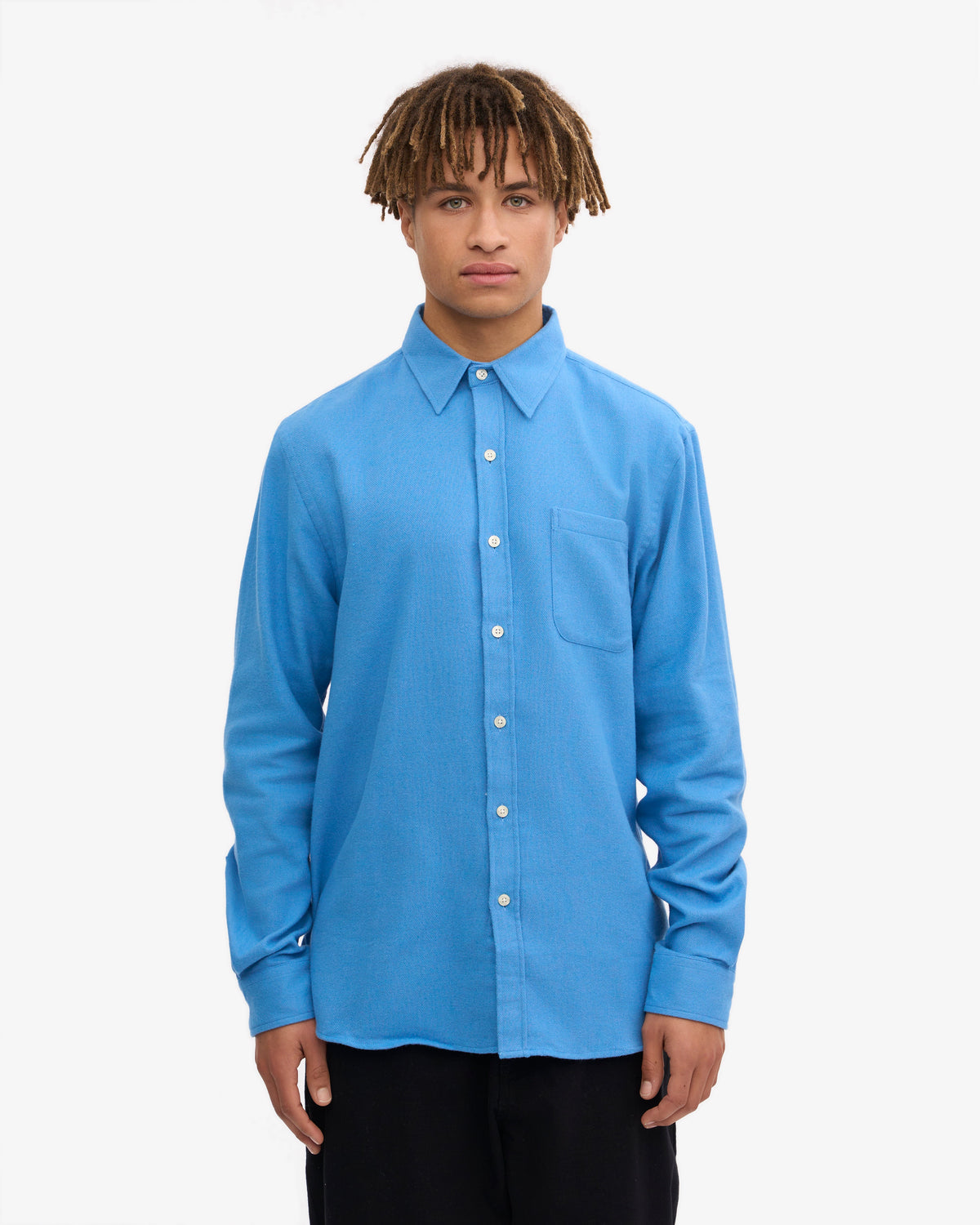 Men's Organic Cotton Flannel Shirt in Pacific Blue – view 2
