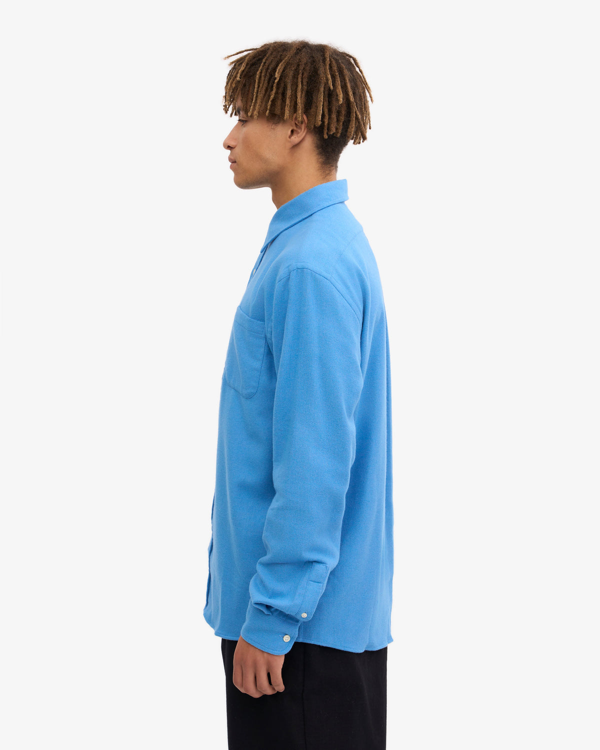 Men's Organic Cotton Flannel Shirt in Pacific Blue – view 3