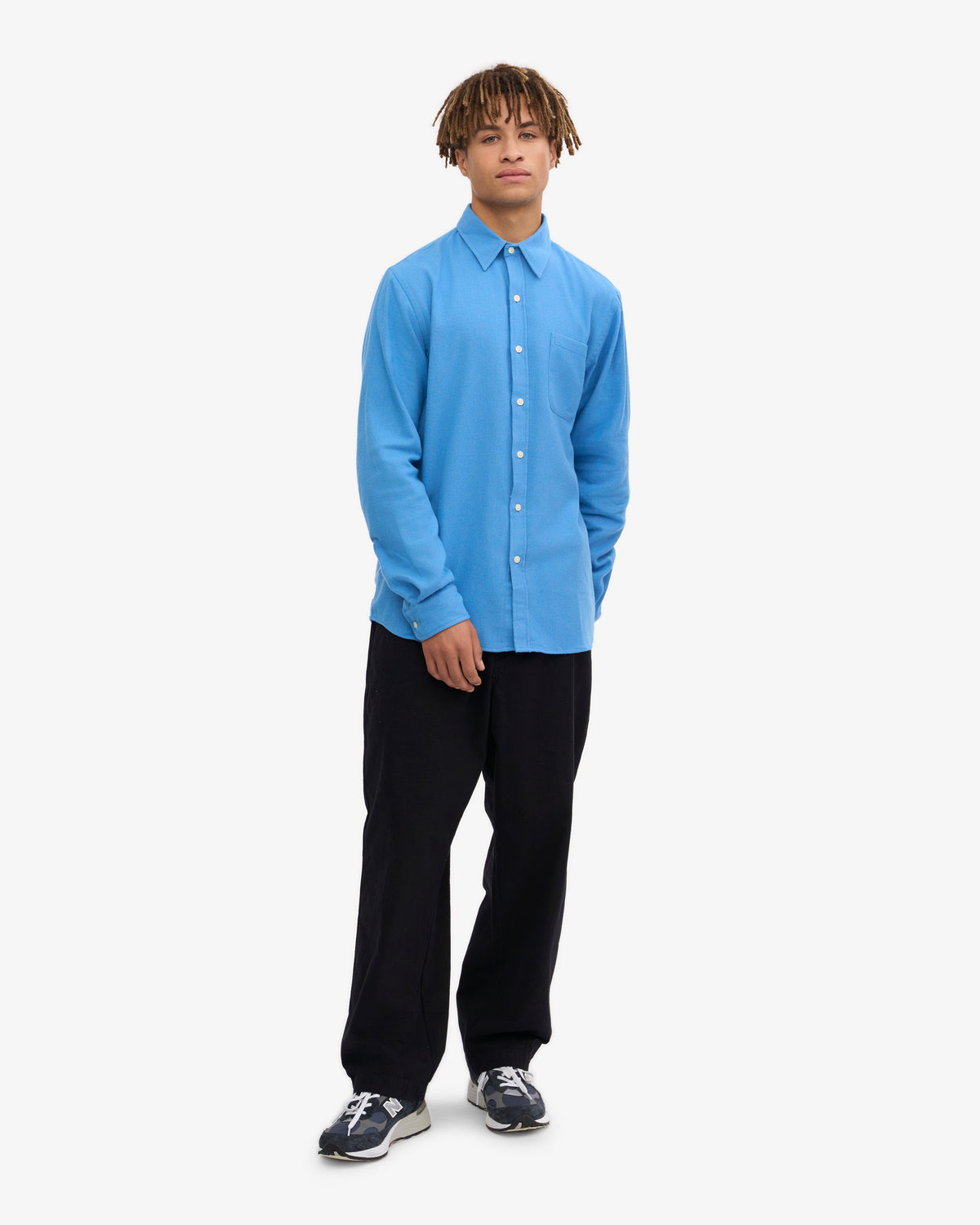 Men's Organic Cotton Flannel Shirt in Pacific Blue – view 5