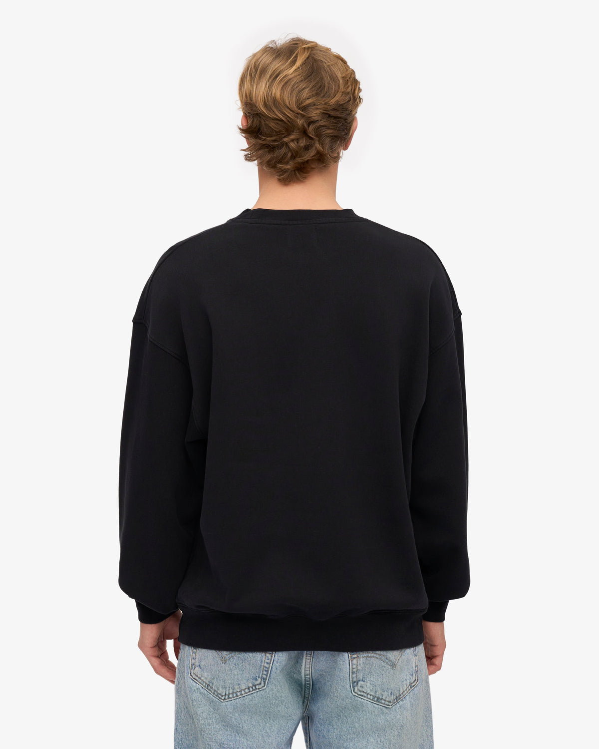 Men's Organic Cotton Oversized Crewneck Sweatsuit – Dropped Shoulders, Relaxed Drawstring Sweatpants | Deep Black