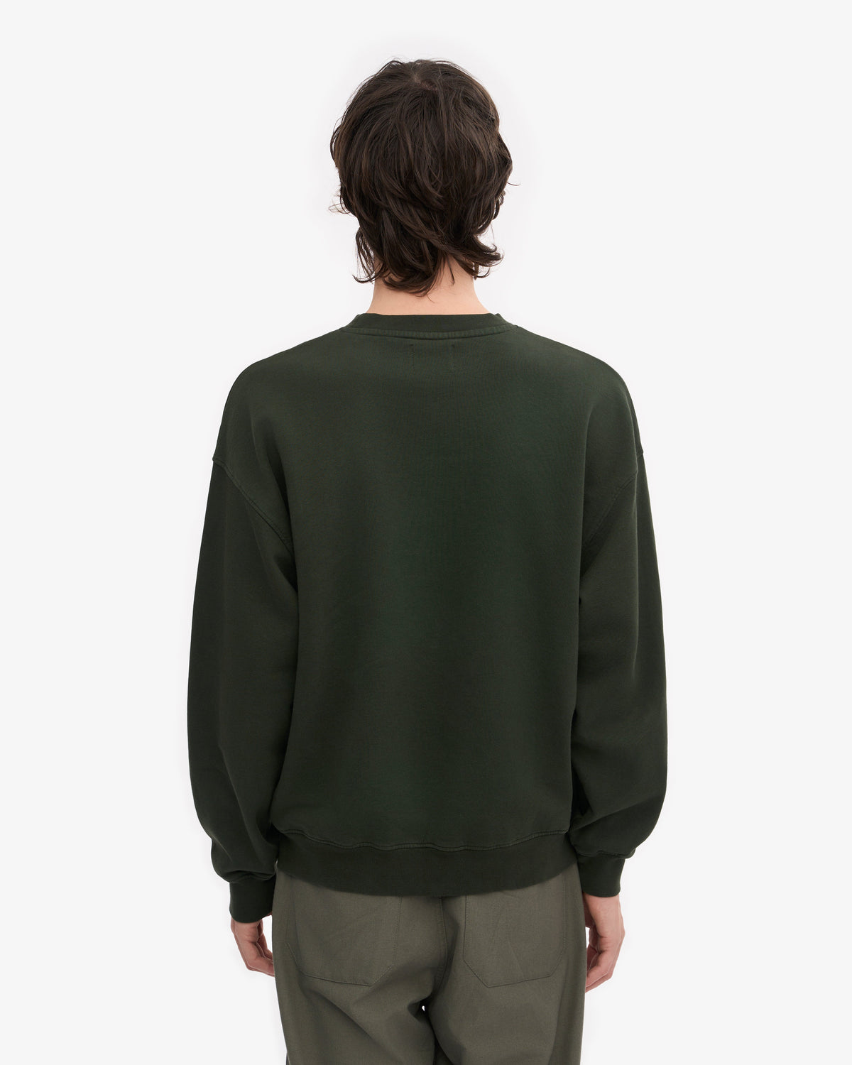 Men's Organic Cotton Oversized Crewneck Jumper in Hunter Green – view 4