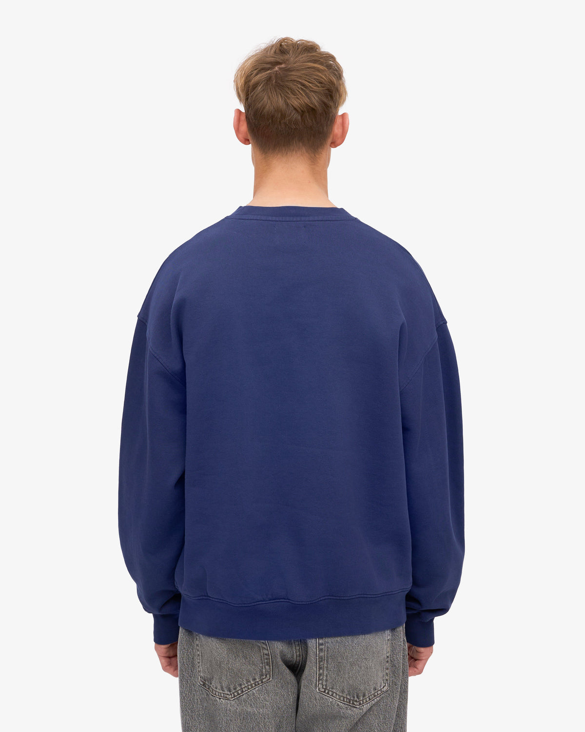 Men's Organic Cotton Oversized Crewneck Jumper in Marine Blue – view 4