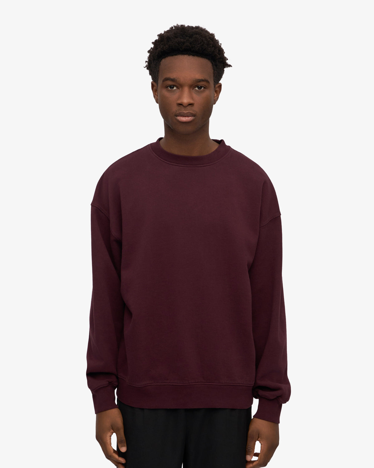 Men's Organic Cotton Oversized Crewneck Sweatsuit in Oxblood Red – view 2