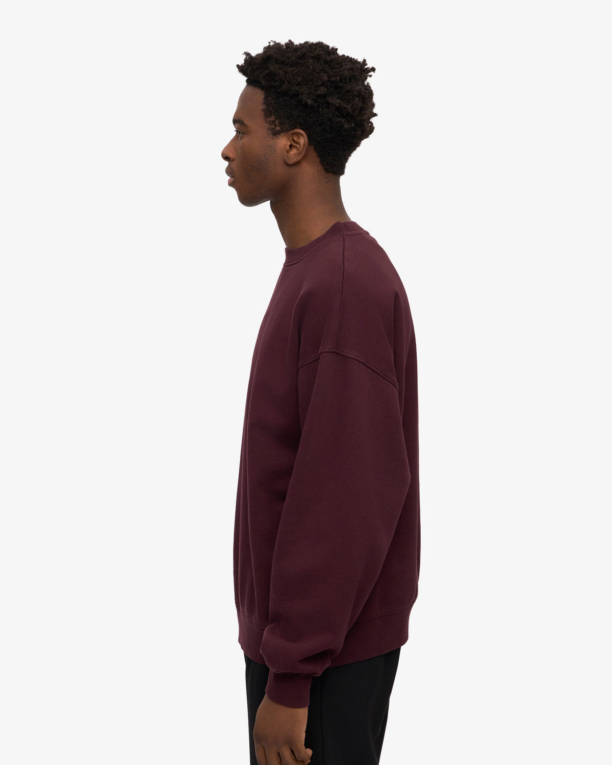 Men's Organic Cotton Oversized Crewneck Sweatsuit in Oxblood Red – view 3