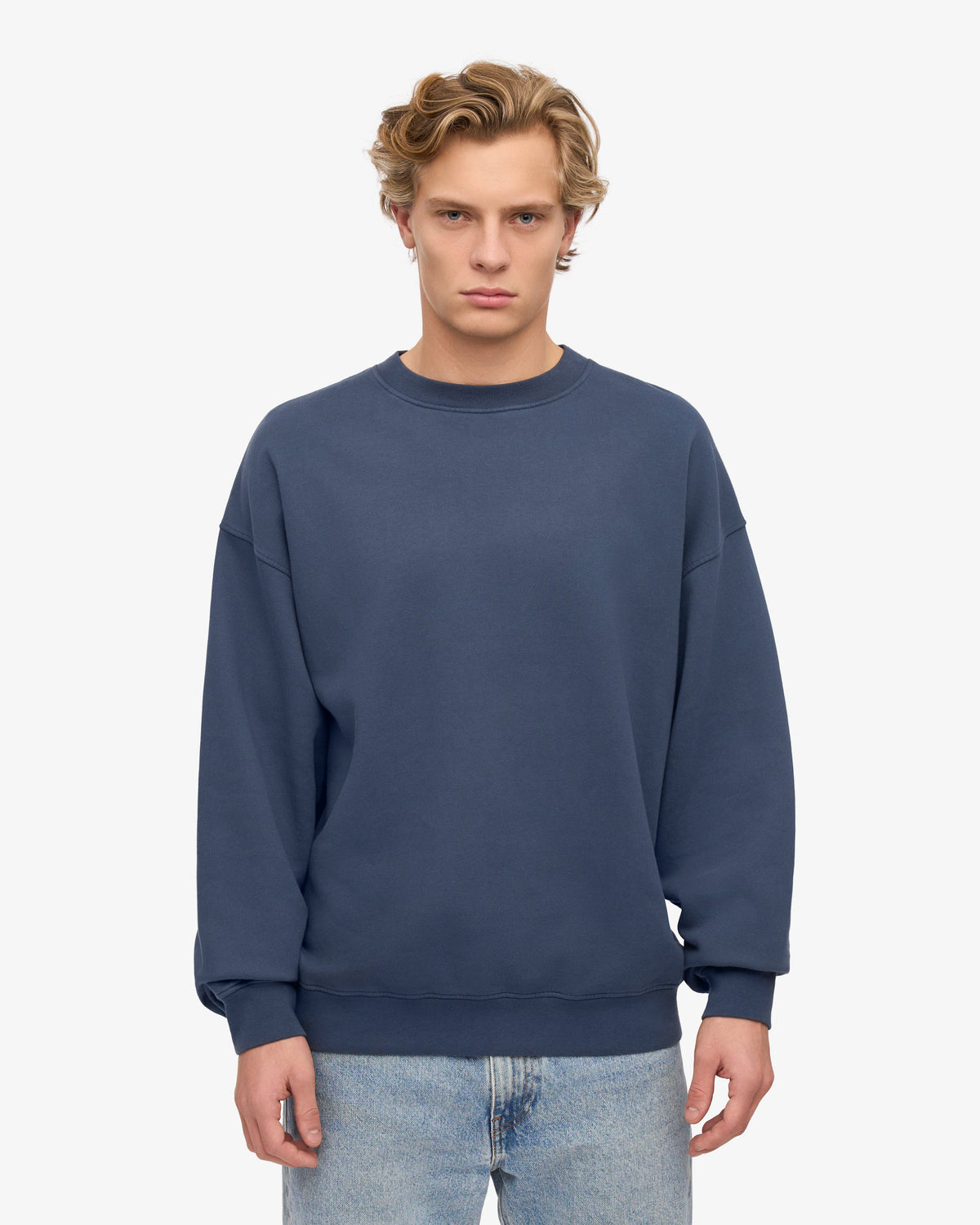 Men's Organic Cotton Oversized Crewneck Sweatsuit in Petrol Blue – view 2
