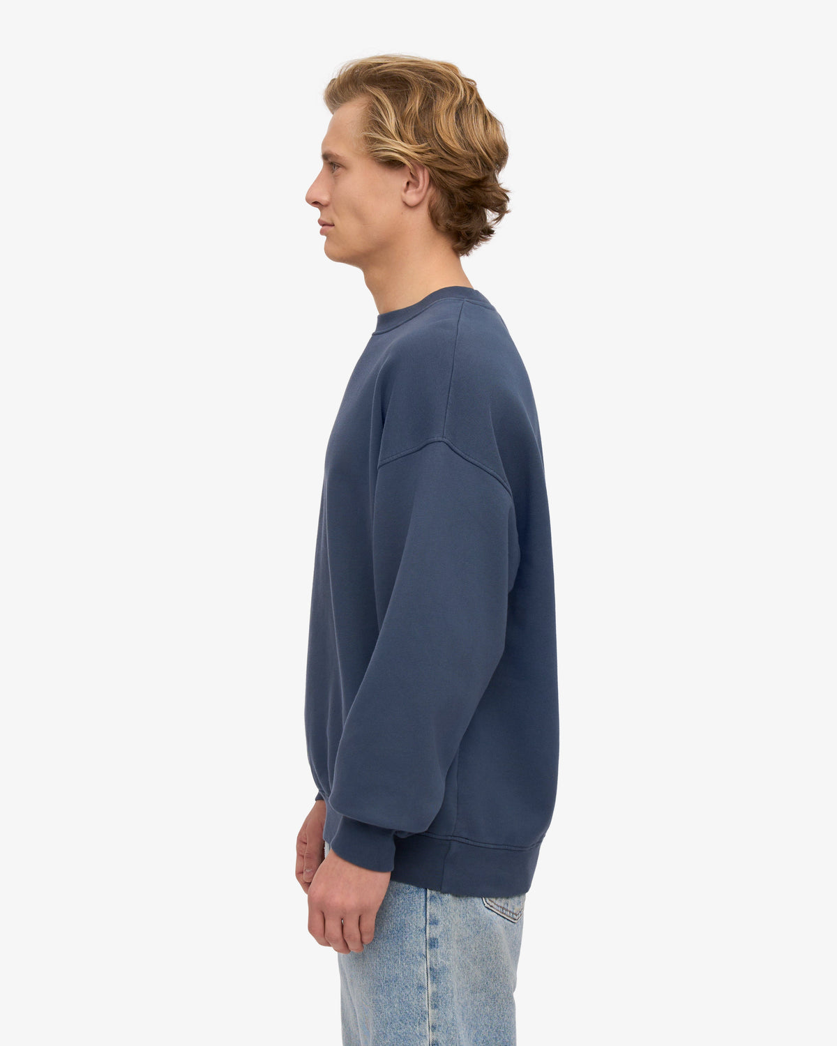 Men's Organic Cotton Oversized Crewneck Sweatsuit in Petrol Blue – view 3
