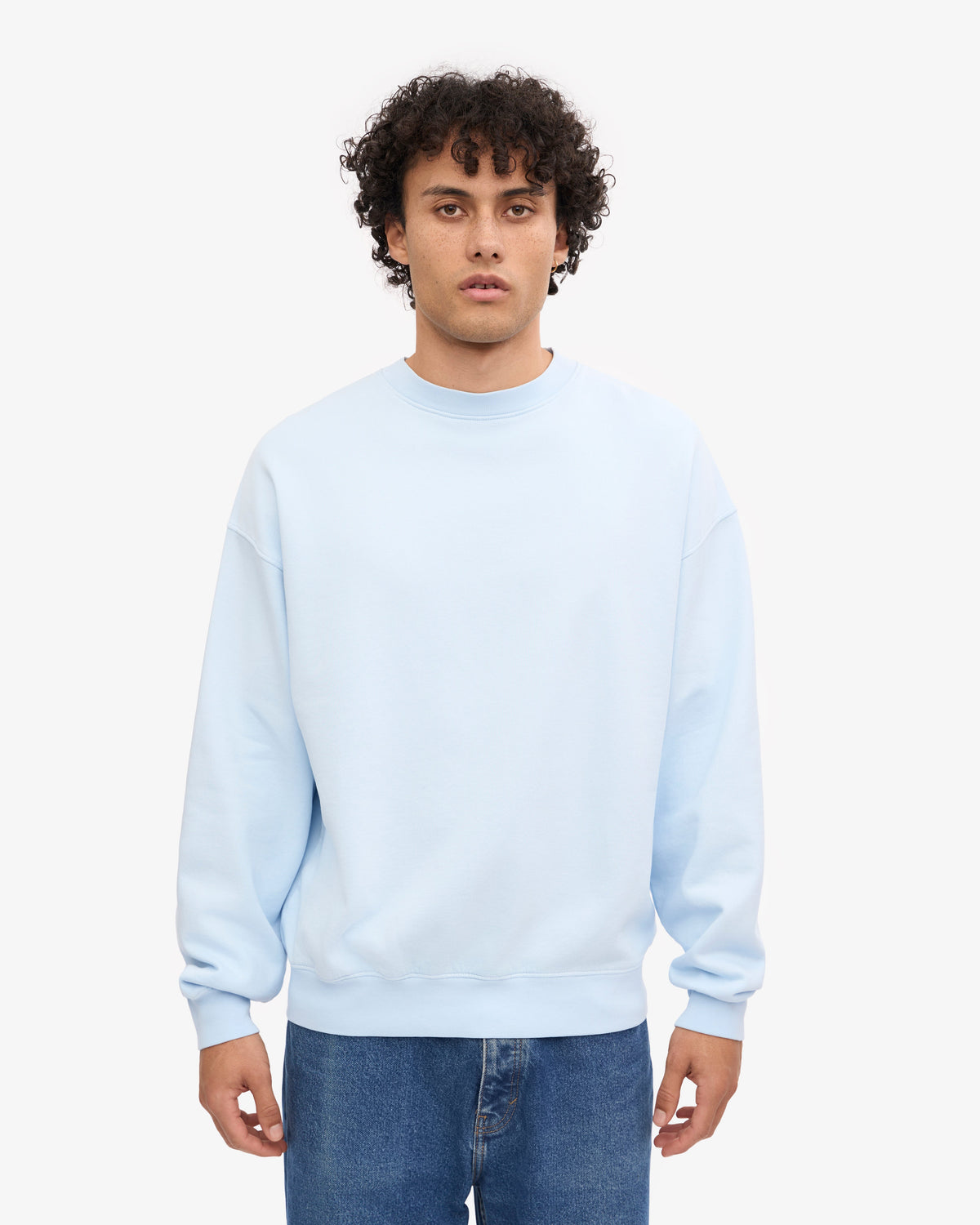 Men's Organic Cotton Oversized Crewneck Jumper in Polar Blue – view 2