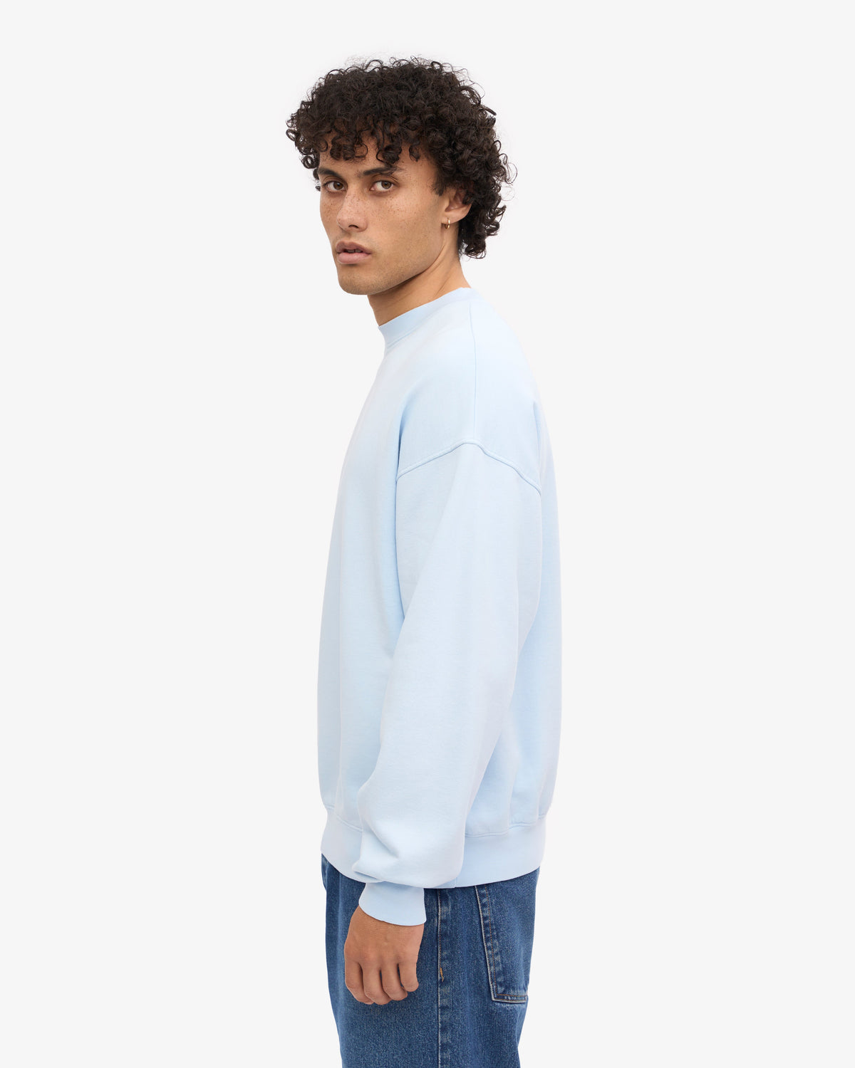 Men's Organic Cotton Oversized Crewneck Jumper in Polar Blue – view 3