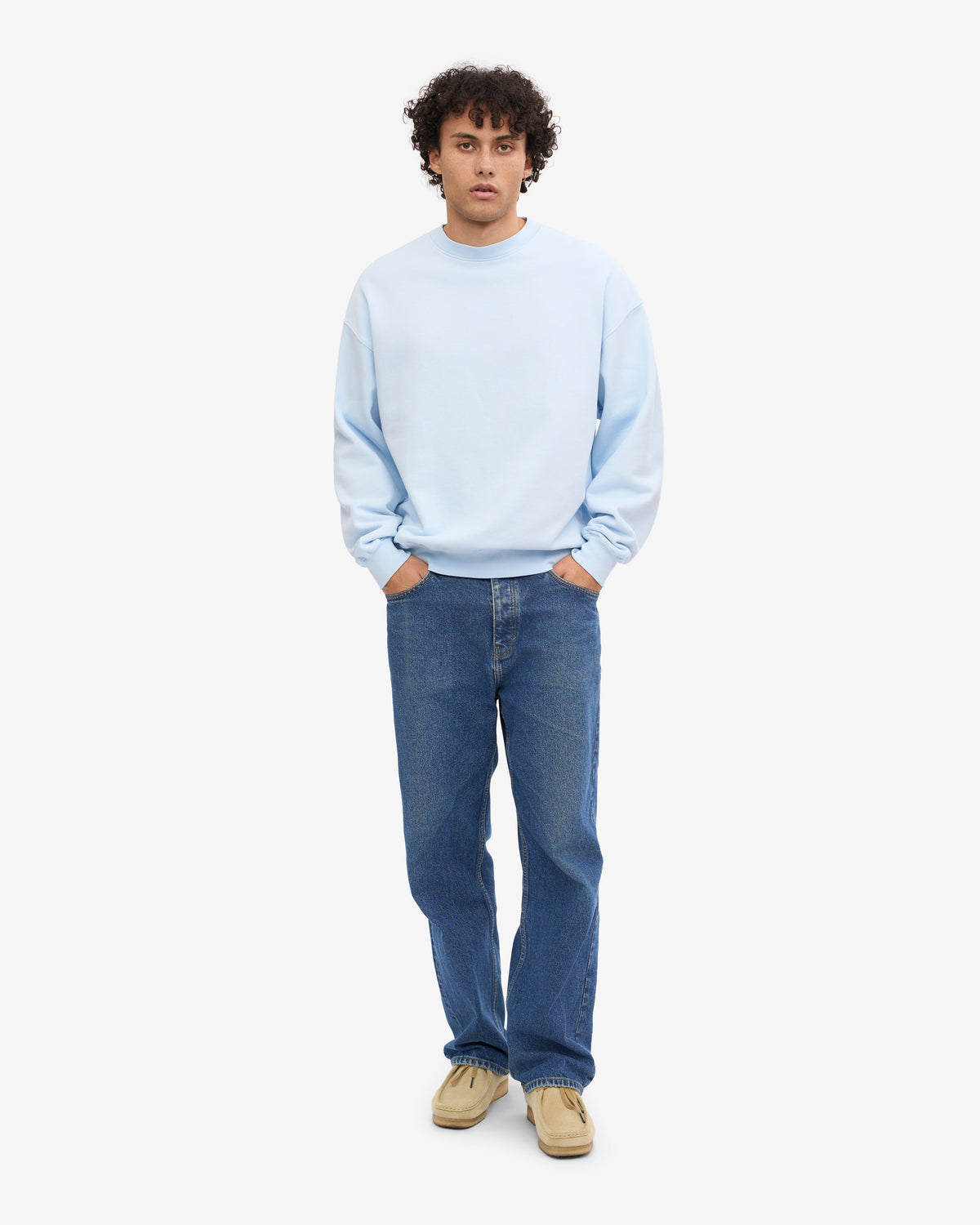 Men's Organic Cotton Oversized Crewneck Jumper in Polar Blue – view 5