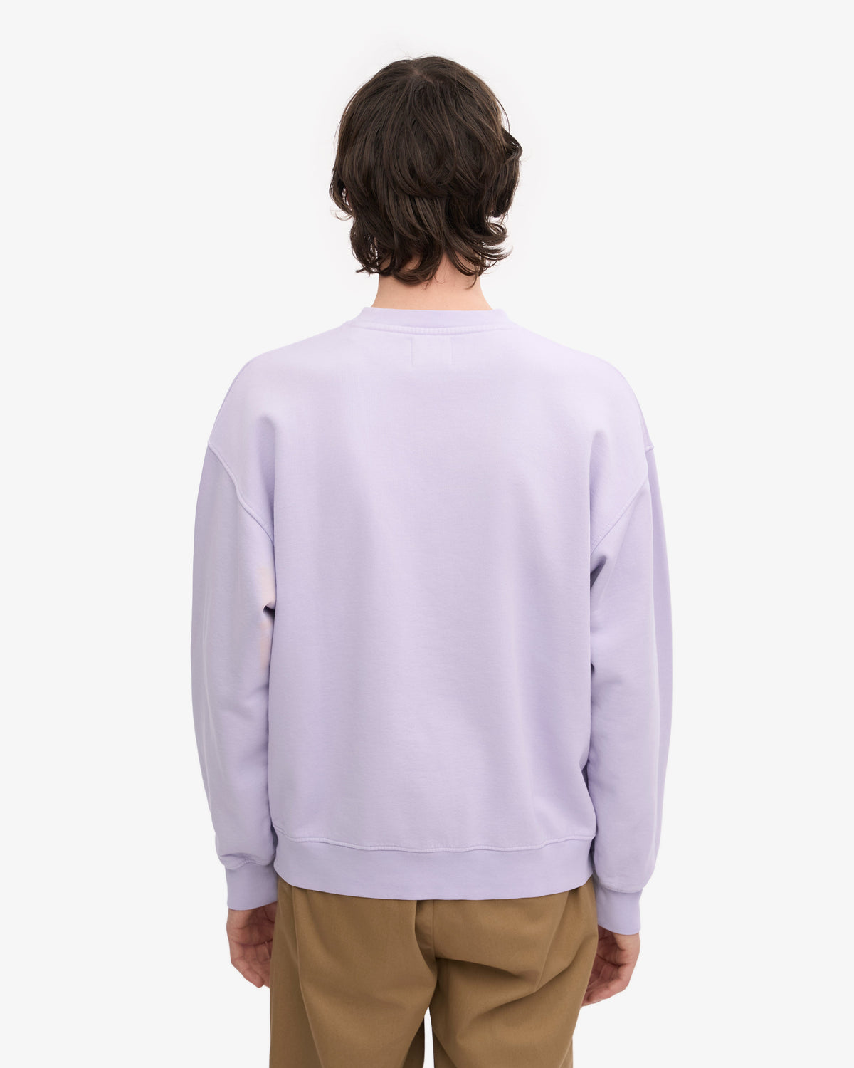 Men's Organic Cotton Oversized Crewneck Jumper in Soft Lavender – view 4