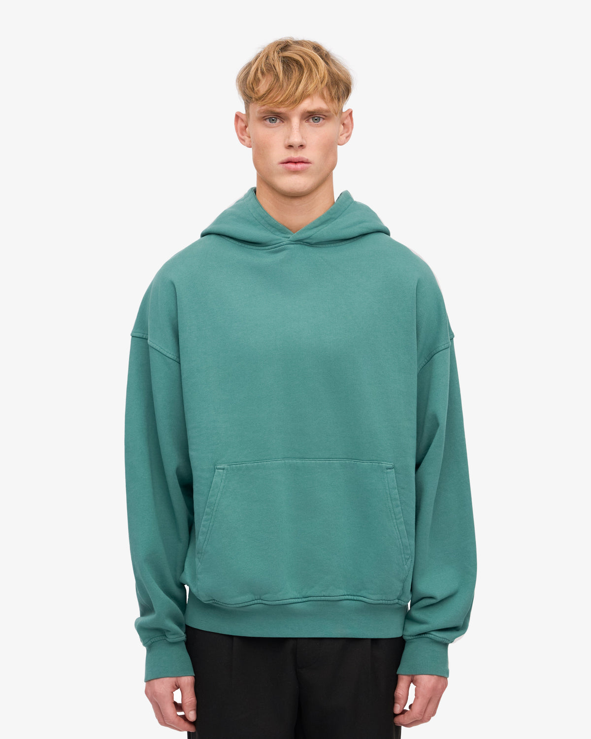Men's Organic Cotton Oversized Hoodie in Pine Green – view 2