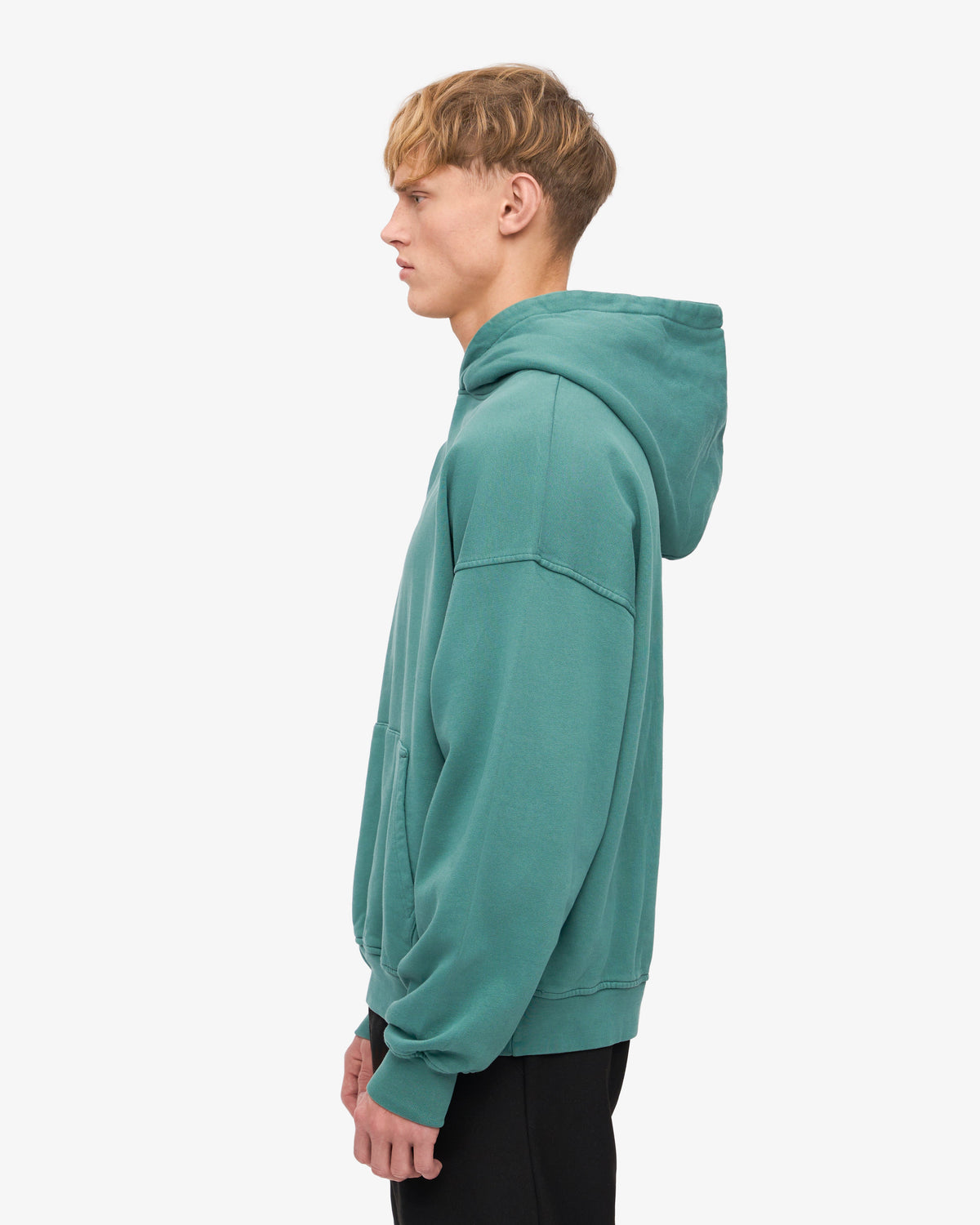 Men's Organic Cotton Oversized Hoodie in Pine Green – view 3