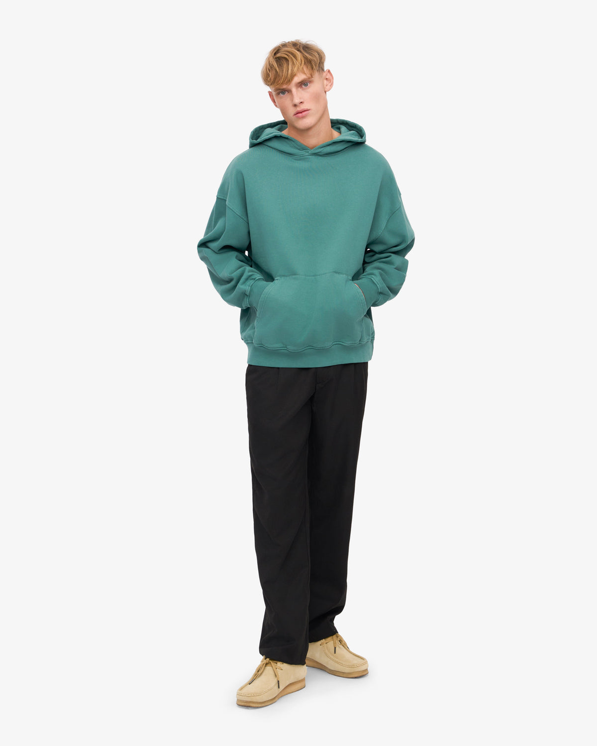Men's Organic Cotton Oversized Hoodie in Pine Green – view 5
