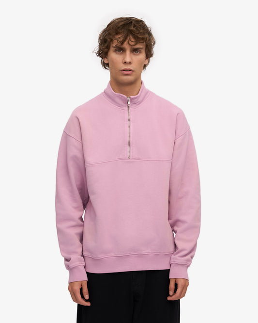 Men's Organic Cotton Quarter Zip Jumper in Cherry Blossom – view 2