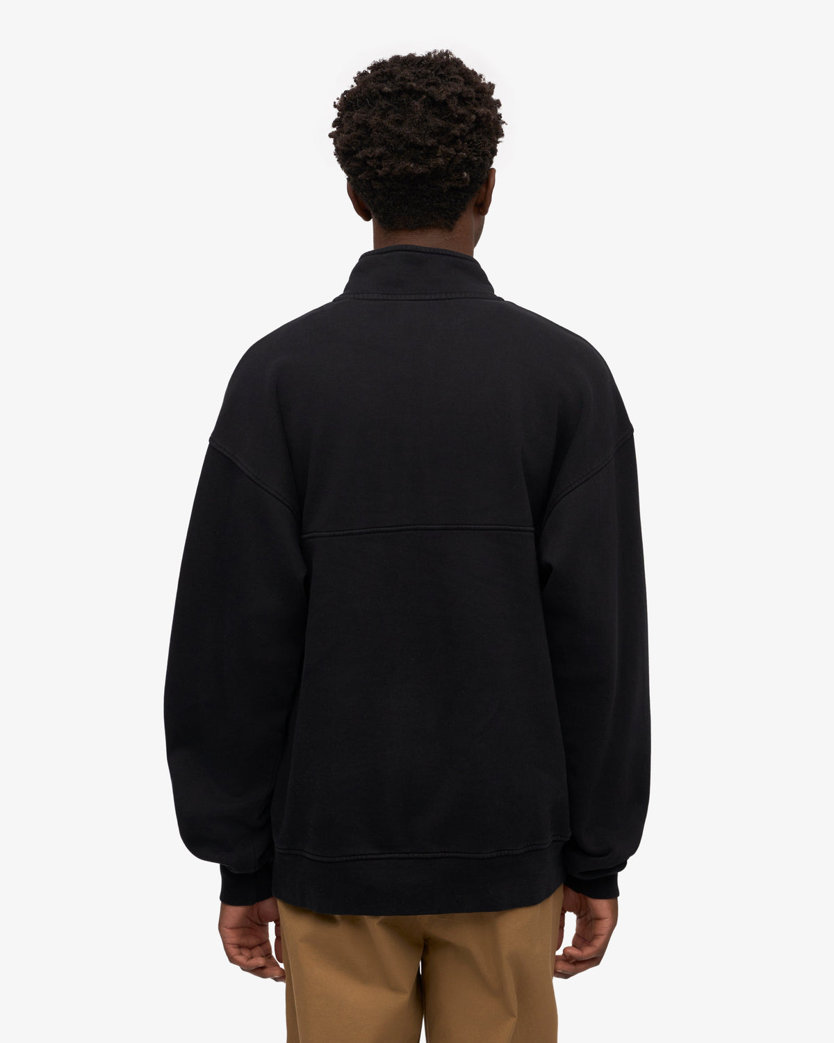 Men's Organic Cotton Quarter Zip Jumper in Deep Black – view 4
