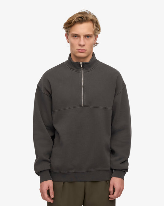 Men's Organic Cotton Quarter Zip Jumper in Lava Grey – view 2