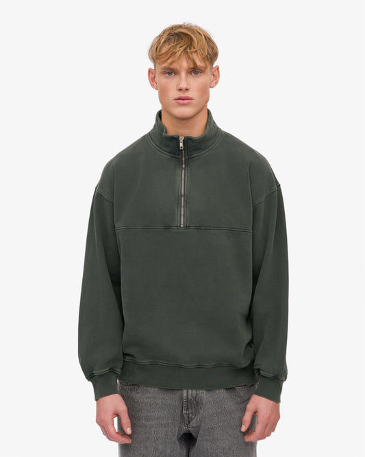 Men's Organic Cotton Quarter Zip Jumper in Midnight Forest – view 2