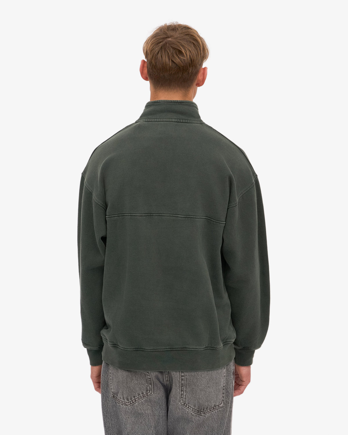 Men's Organic Cotton Quarter Zip Jumper in Midnight Forest – view 4