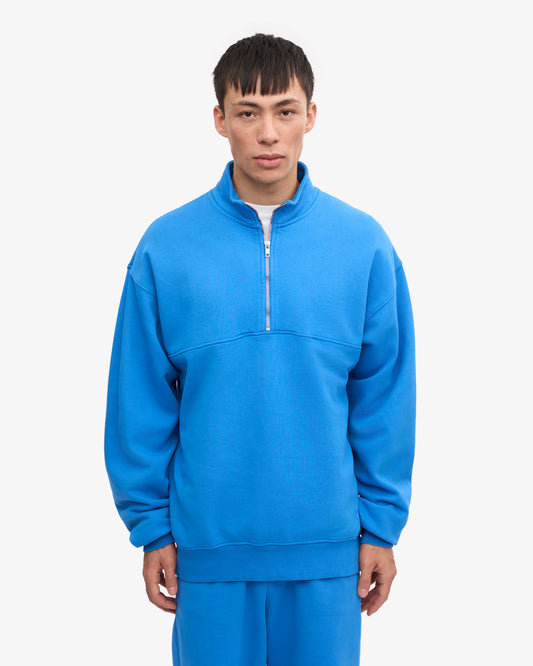 Men's Organic Cotton Quarter Zip Jumper in Pacific Blue – view 2