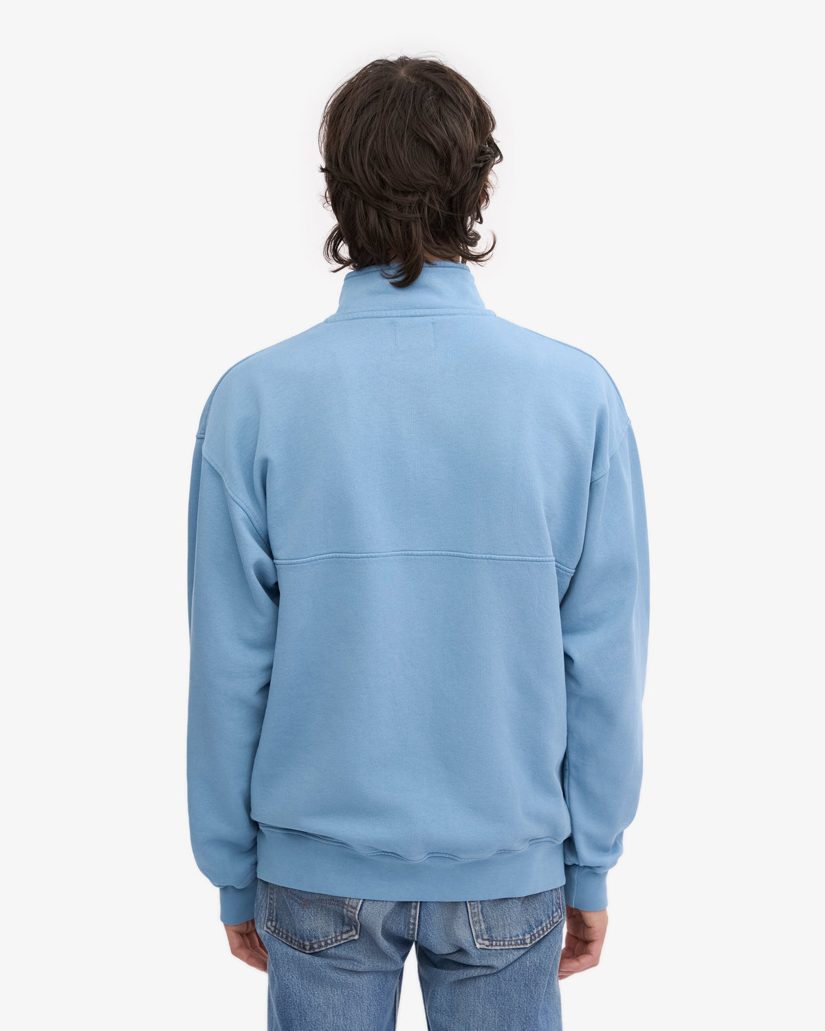 Men's Organic Cotton Quarter Zip Jumper in Seaside Blue – view 4