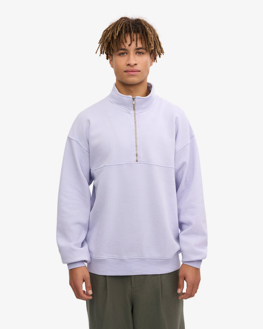 Men's Organic Cotton Quarter Zip Jumper in Soft Lavender – view 2