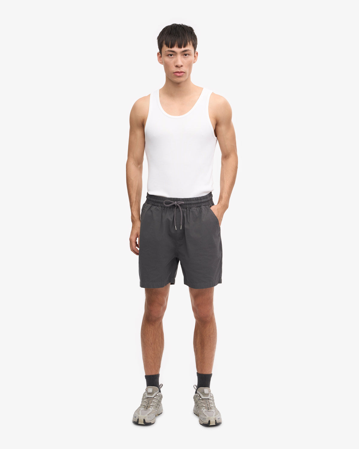 Men's Organic Cotton Twill Shorts 2-Pack – Garment Dyed, Elastic Adjustable Waistband | Lava Grey, Dusty Olive – view 2