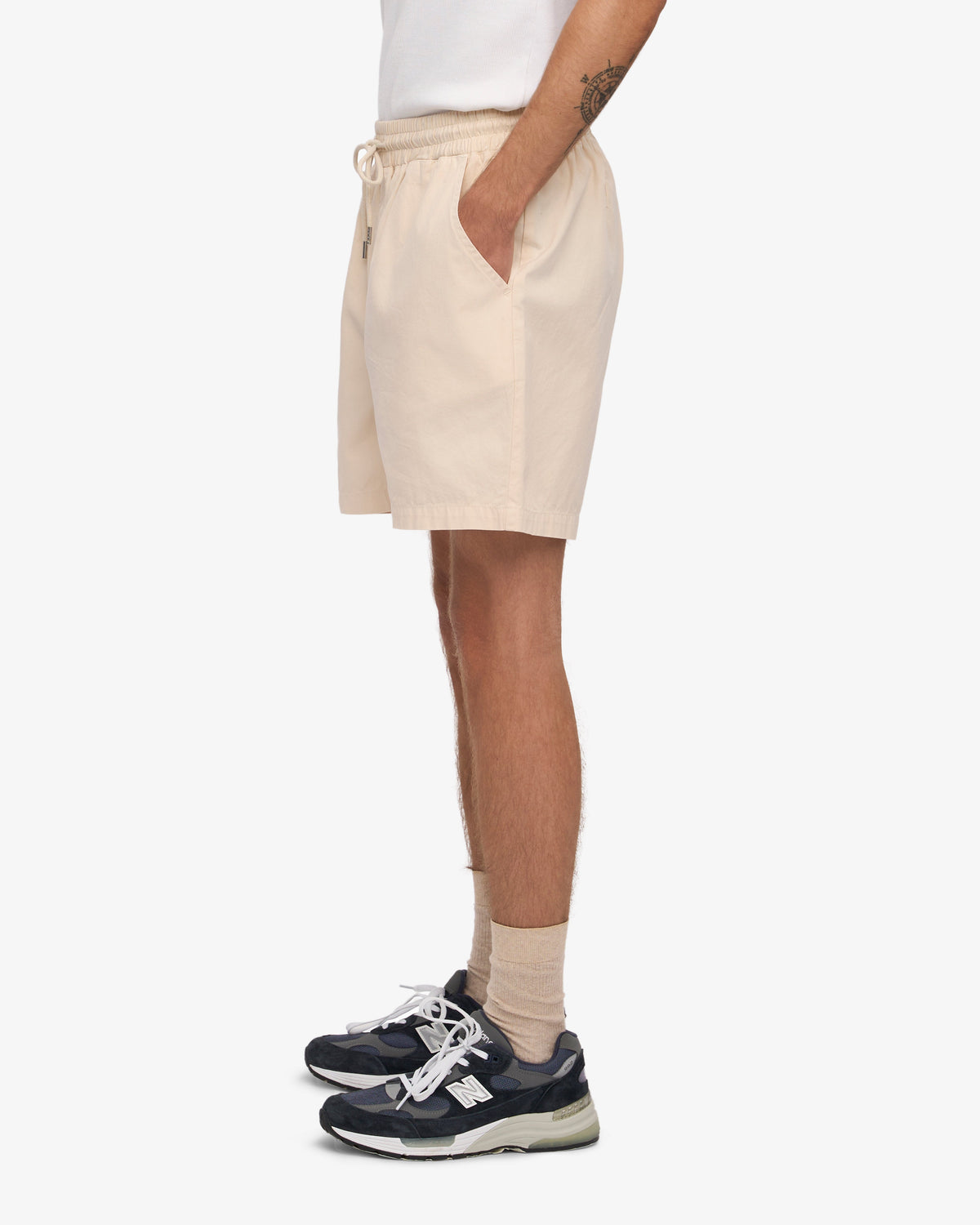 Men's Organic Cotton Twill Shorts in Ivory White – view 4